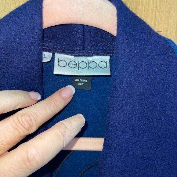 Beppa Womens Size L Blue Purple Long Sleeve Open Front Shawl Jacket Vintage - Picture 3 of 12